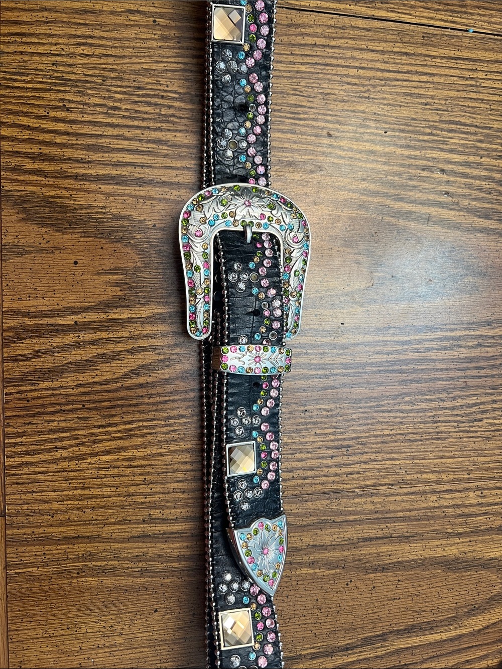 Black Belt with Silver Bead Trim
